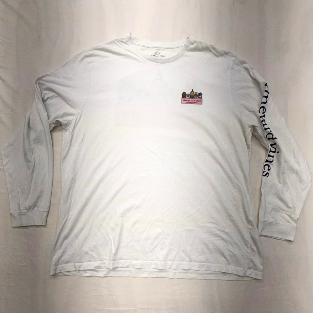 Vineyard Vines White Graphic Logo Crew Neck Cotton Knit Long Sleeve Tee XXL